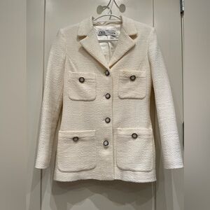 Zara Textured Cream Blazer